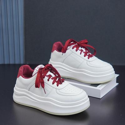 Толстоподошвенные увеличивающие рост маленькие белые туфли женские модные универсальные маленького роста легкие повседневные спортивные туфли круглый носок цветовая гамма тренд