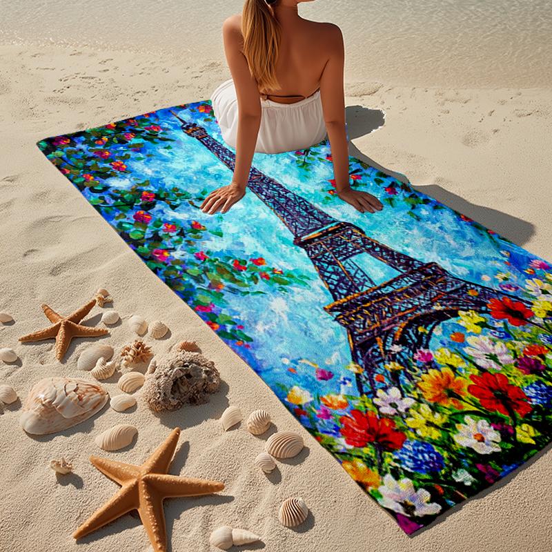 Parisian Eiffel Tower Romance Beach Towel, Super Soft Microfiber, Gift for Her/Him, Birthday, for Pool, Beach, Travel, Home Decor Fan gifts