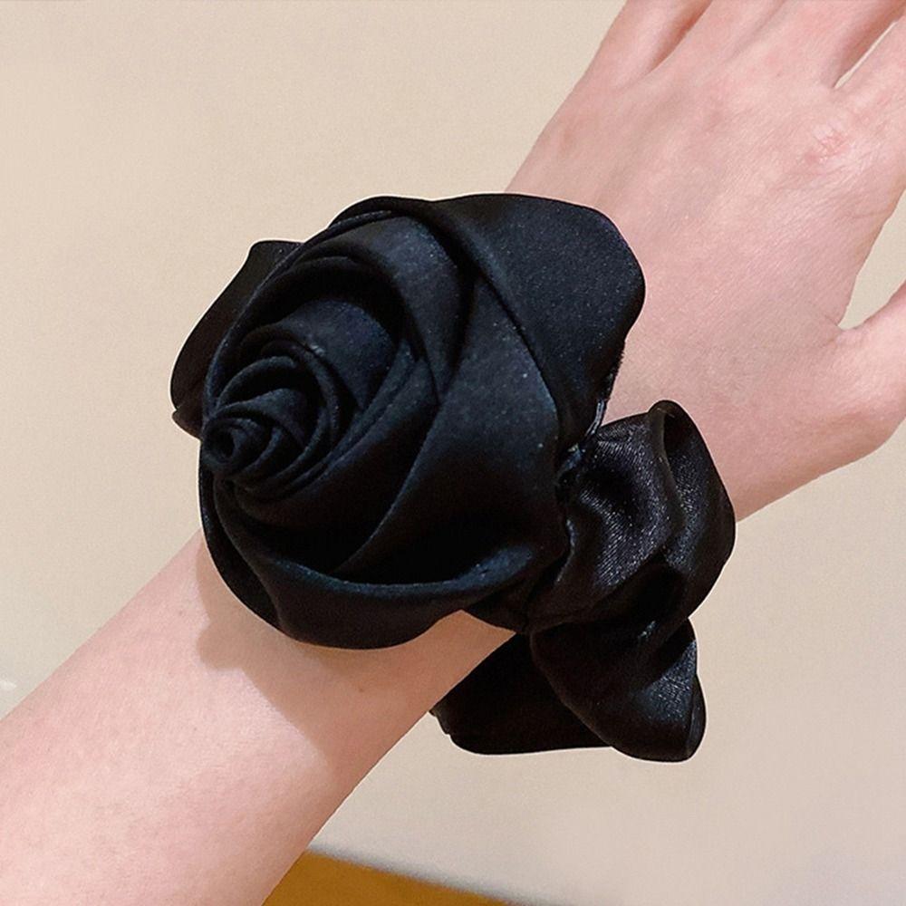 Женские аксессуары для волос для девочек Атласный блеск Резинка для волос Роза Лента для волос Цветочное кольцо для волос