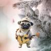 Guitar Dog Acrylic Hanging Decoration Home Indoor Christmas Tree Car Rearview Mirror 2D Flat Pug