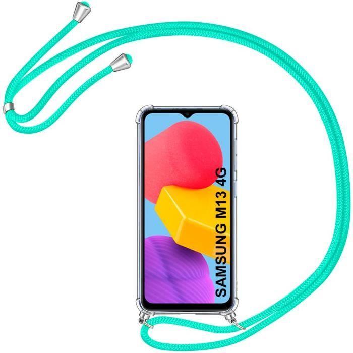 Защитный чехол - BOOLING - для Samsung Galaxy M13 - Прозрачный силикон - Бирюзовый ремешок - Ударопрочный