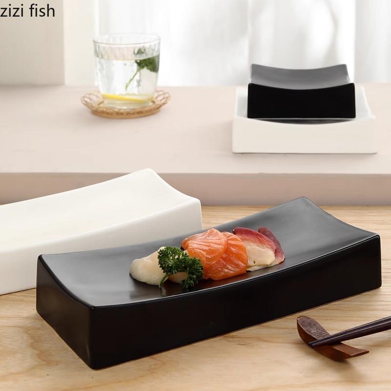 Solid Color Ceramic Sushi Plate Restaurant Dessert Plate Sashimi Plates Cake Plates Molecular Cuisine Specialty Tableware