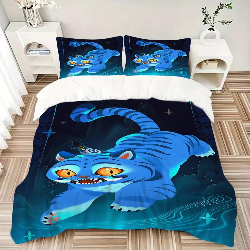 Blue Tiger Fantasy Print 3Pcs Bedding Setduvet Cover With 2 Bedropillowcase Home Birthday Gift