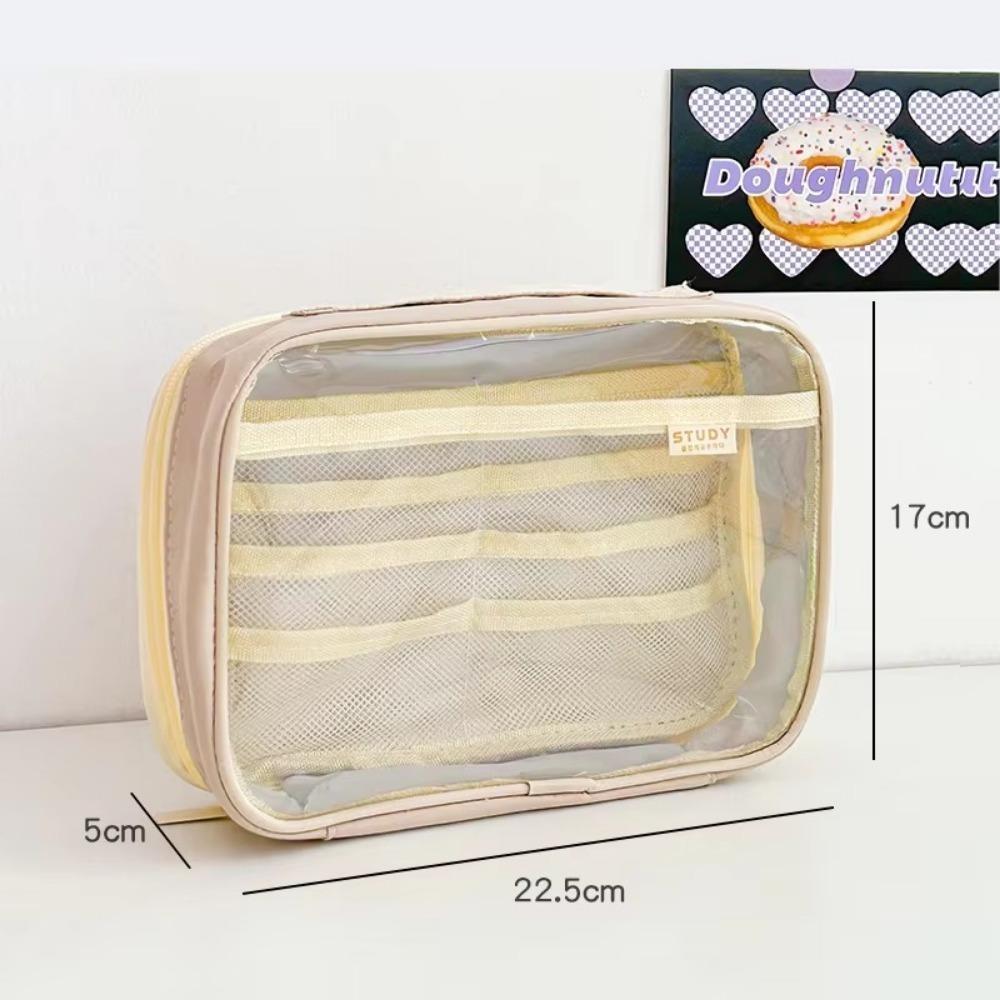 Transparent Storage Bag Multifunction Student Stationery Fashion Pencil Case  Cosmetic Organizer