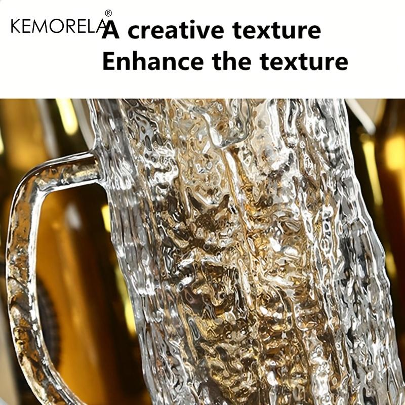 KEMORELA 1/2PC Pub Beer Glasses Thick-Base Pint Mugs with Frosted Glacier Texture Bar Grade Glassware for Lager IPA Craft Beer