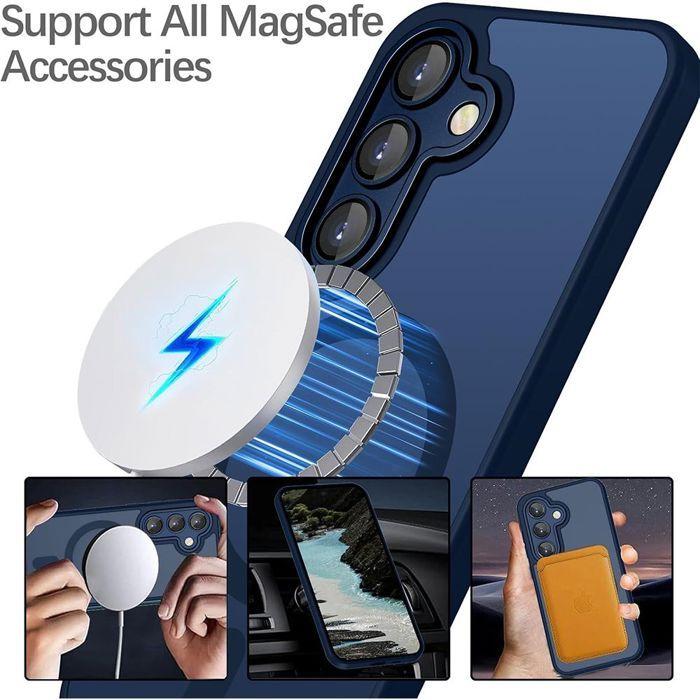 Coque + 2 Verres Trempés pour Samsung Galaxy A37 5G, avec Anneau Magnétique - Bleu Marine