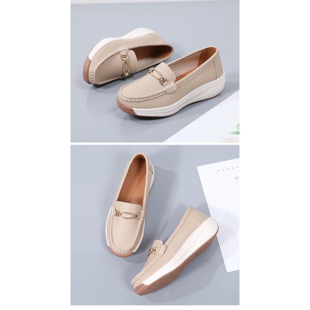 Женская удобная, легкая, дышащая искусственная кожа Face Four Seasons Universal Non Slip Casual Shoes - One Step Step Le Fu Shoes