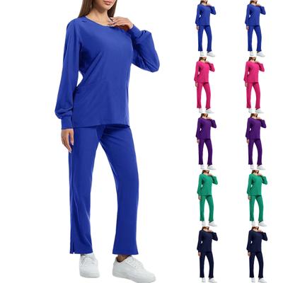 Женский однотонный комплект рабочей униформы с длинными рукавами и карманами, защитная куртка и длинные брюки