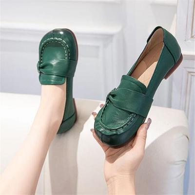 Женская обувь из коровьей кожи на весну 2025 года, повседневные балетки, обувь для мамы, женские лоферы, нескользящая, из натуральной кожи, на мягкой подошве, одинарная обувь