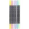 Textile Markers - Creativ Company - Set of 6 - Pastel Colors - Double Tip - Washable At 40°
