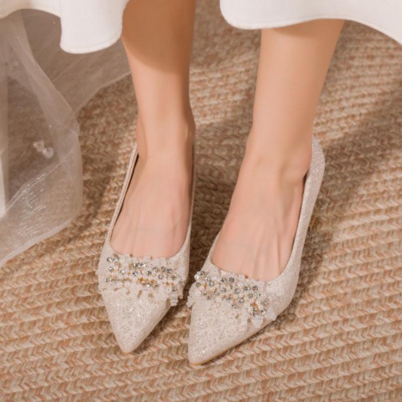 Fashion Elegant Pointed Thin Heel Suede High Heels Wedding Banquet Wedding Shoes Bridesmaid Shoes 2025 New High Heels Women's Shoes
