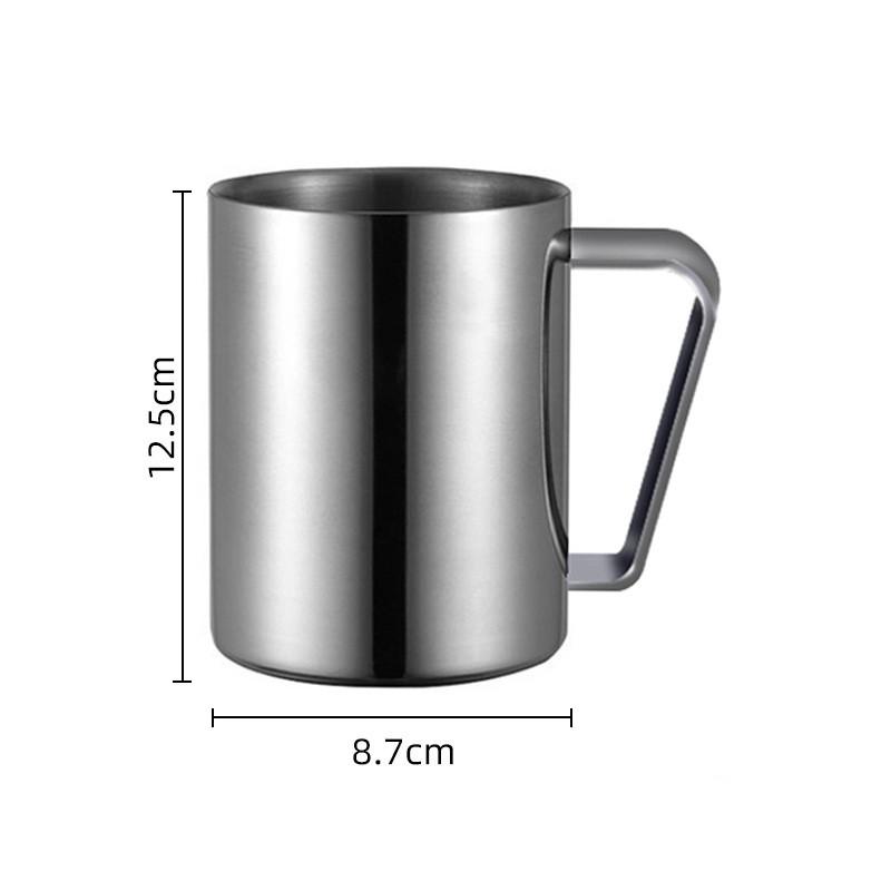 Кружка для кофе из нержавеющей стали 304 с двойными стенками, переносная, с изоляцией, не допускающая ожогов, круглая кофейная чашка для чая с молоком и ручкой