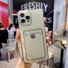 Shockproof Card Bag Transparent Phone Case For iPhone 14 12 11 13 15 16 17 Pro Max Air Candy Color Clear Soft Back Cover