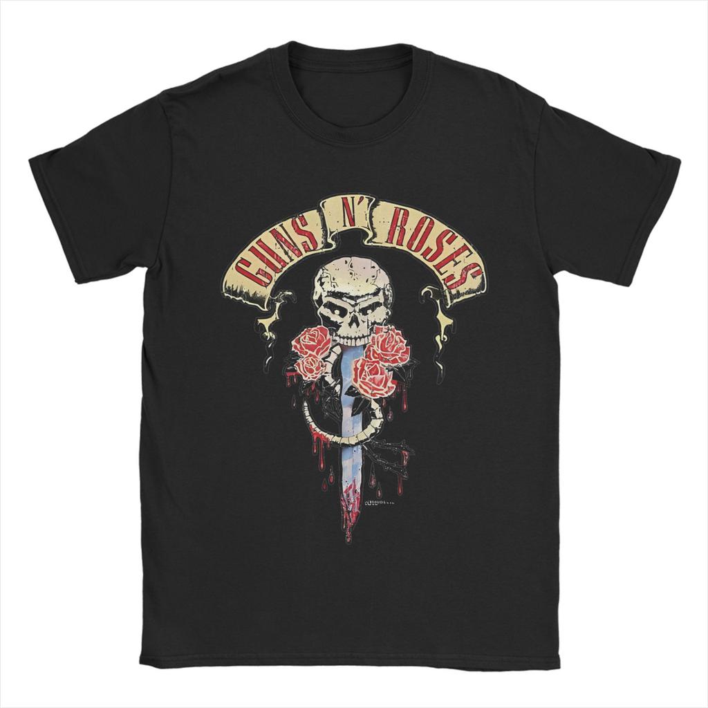 Guns N Roses Graphic Print T Shirts for Men 100% Cotton Funny T-Shirt Round Collar Rock Band Tee Shirt Short Sleeve Clothes