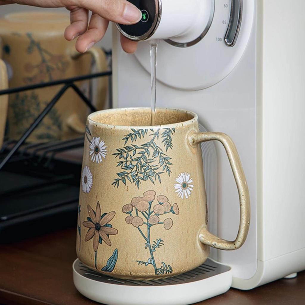 Керамические кружки, кофейные чашки, расписанные вручную, неровные, с цветочным узором, чашка для молочного чая, корейский стиль, кружка для овсянки на завтрак, посуда для напитков, кухня