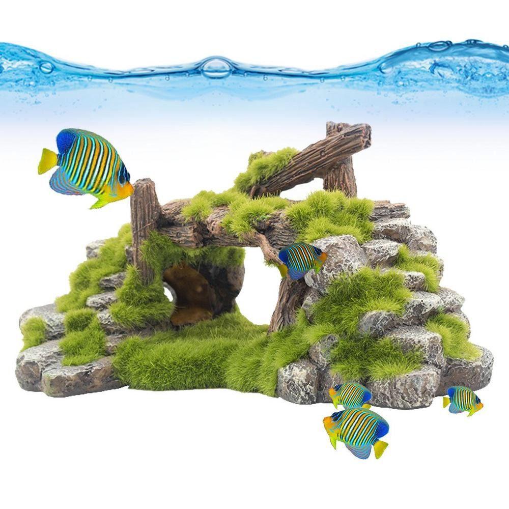Green Moss Fluff Bridge Fish Tank Ornament Artificial Fish Shrimp Hiding Cave  Aquarium Accessories