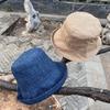 Солнцезащитная шляпа-панама с подвернутыми полями, шляпа-ведро в японском стиле из льна, солнцезащитная шляпа, для рыбалки