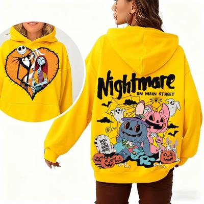 Худи женское 'Кошмар перед Рождеством' Осень Зима Мода Уличная одежда Принт Джек и Салли и Хэллоуин Свободный пуловер