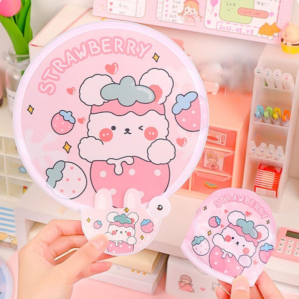 Round Flying Disk Cartoon Hand Fan Circular Fan Pocket Fan For Beach Lawn