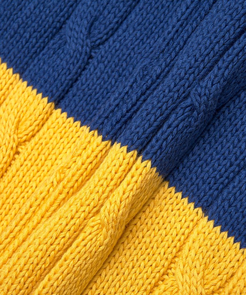 POLO RALPH LAUREN Женский полосатый свитер из хлопка с косами - Синий яхтенный/Белый