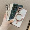 Luxury For Magsafe Magnetic Wireless Charging Case For Samsung Galaxy S22 S21 Ultra Plus Silicone Transparent Shockproof Cover