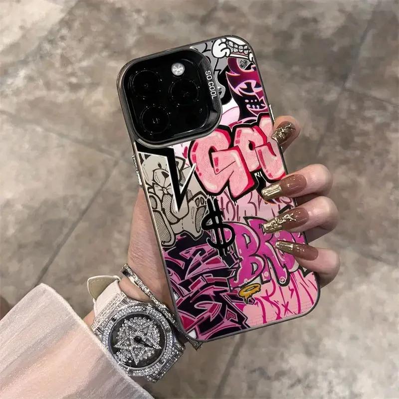Розовый Уличный Граффити Хип-Хоп Дизайн Защитный Чехол для Серии iPhone 17 16 15 14 13 12 11 16E Pro Max Plus