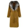OFTBUY Autumn Winter Real Raccoon Fox Fur Collar Long Woven Belt Thick Warm Lapel Wool Blends Coat Women Outerwear Streetwear