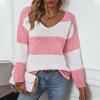 Осень-зима Винтажный свободный топ с длинными рукавами в полоску кардиган трикотажный свитер с V-образным вырезом