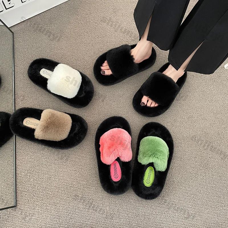 Женские пушистые тапочки, модные осенне-зимние пушистые тапочки, женские домашние мягкие, толстые, однотонные, удобные, хлопковые тапочки