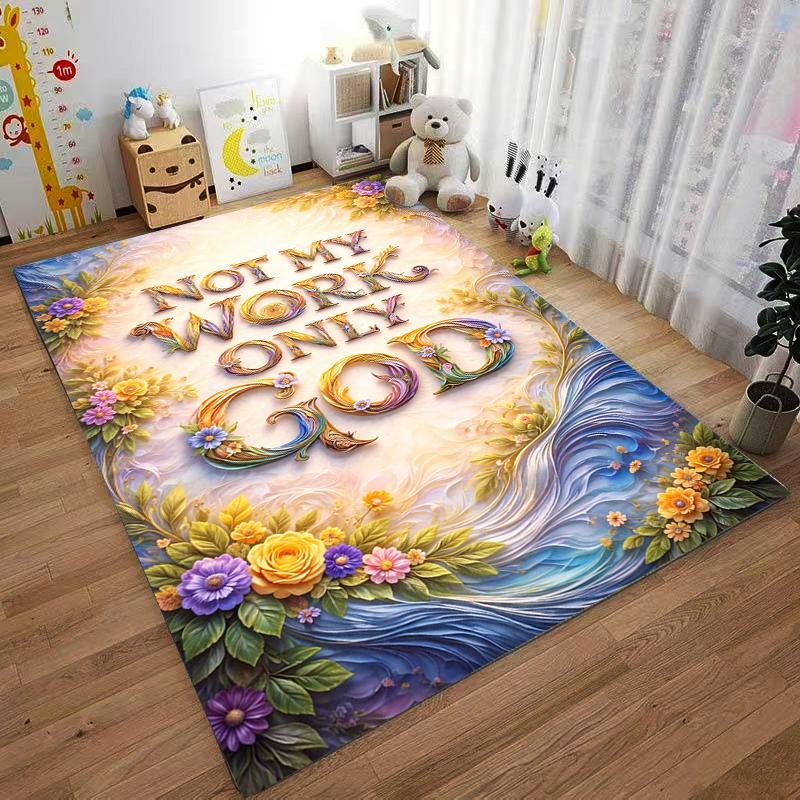 Floral Faith carpet Set - "Not My Work Only God" carpet set (1 duvet cover, 2 pillowcases, duvet not included)