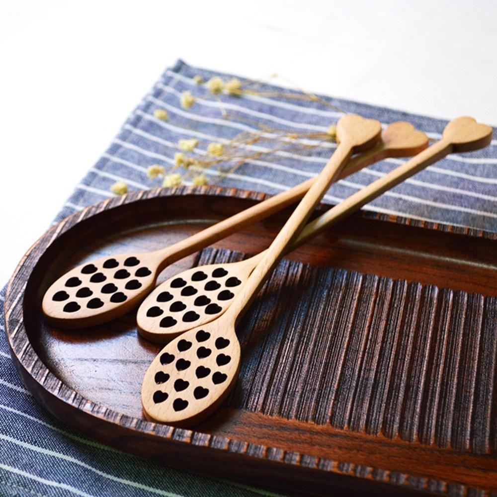 Comb Kitchen Long Handle Handmade Saver Wooden Spoon Honey Dipper Stirrer Mixing Stick