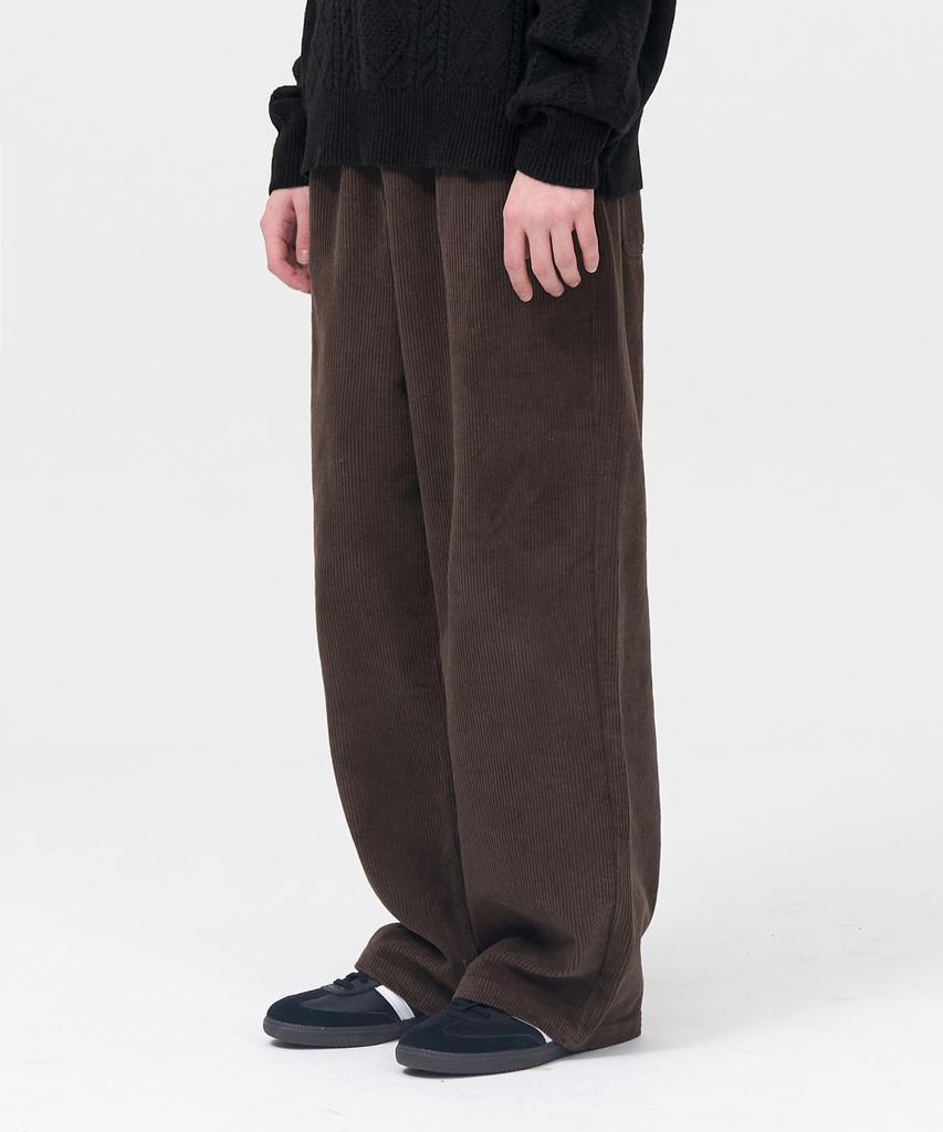 TOFFEE Corduroy Wide Elastic Pants (Brown)