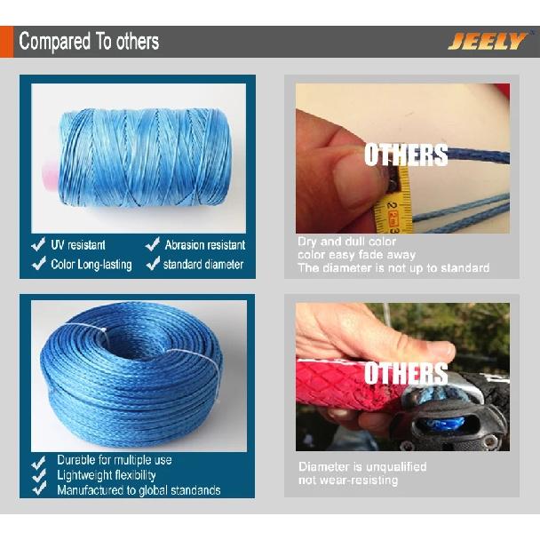 9mm 3/8'' 7160KG 10M UHMWPE Braid Marine Winch Rope