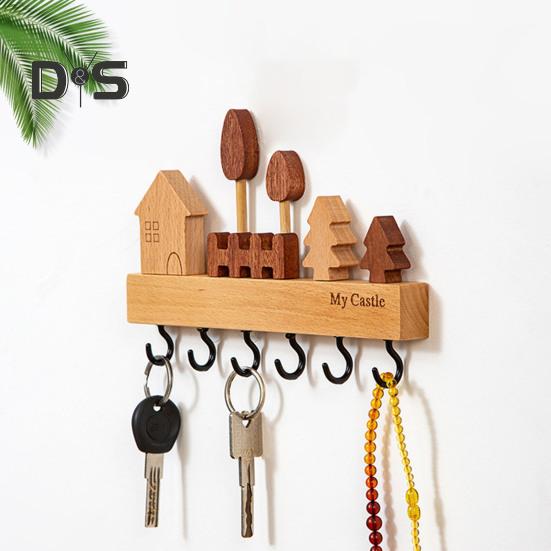 Настенная стойка для хранения ключей с крючком для ключей, гладкий край, без заусенцев, простая установка, входная стойка для хранения ключей, украшение
