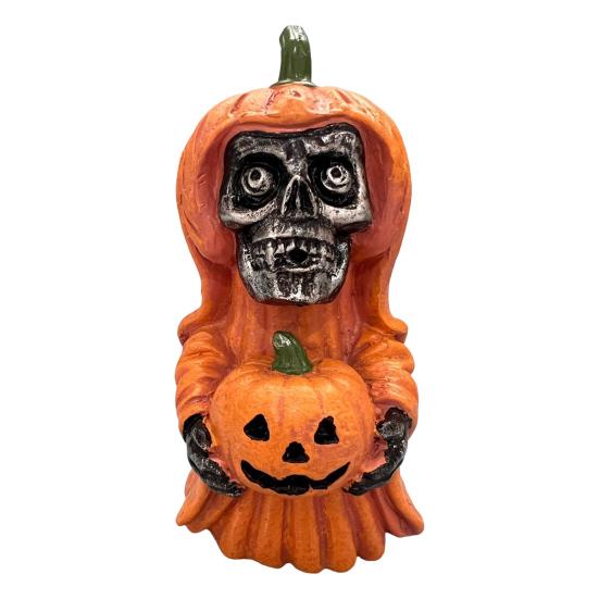 Halloween Pumpkin Ghost Statue Cartoon Skeleton Pumpkin Man Resin Figurine Sculpture Holiday Party Desktop Decoration Ornament