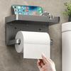 1pc No-drill Adhesive Wall Mounted Toilet Paper Holder with Storage Shelf