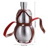 Silver 500ml Stainless Steel Travel Gourd Shape Water Bottle With Practical Carry Leather Strap Whiskeys Liquor Flask