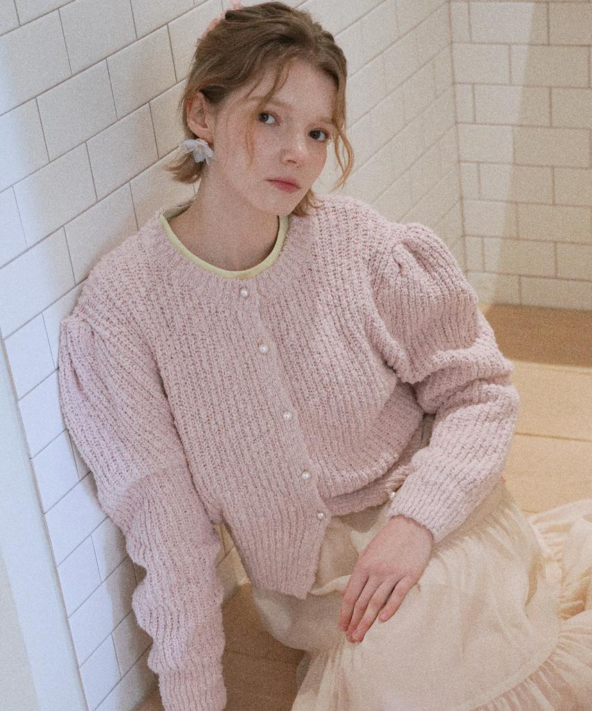 SWEET BITTER Voluminous Puff Cardigan_Pink