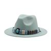 European, American and Western Cowboy Hat Fashion Simple Wool Top Hat Versatile Chain Ethnic Style Men's Jazz Hat