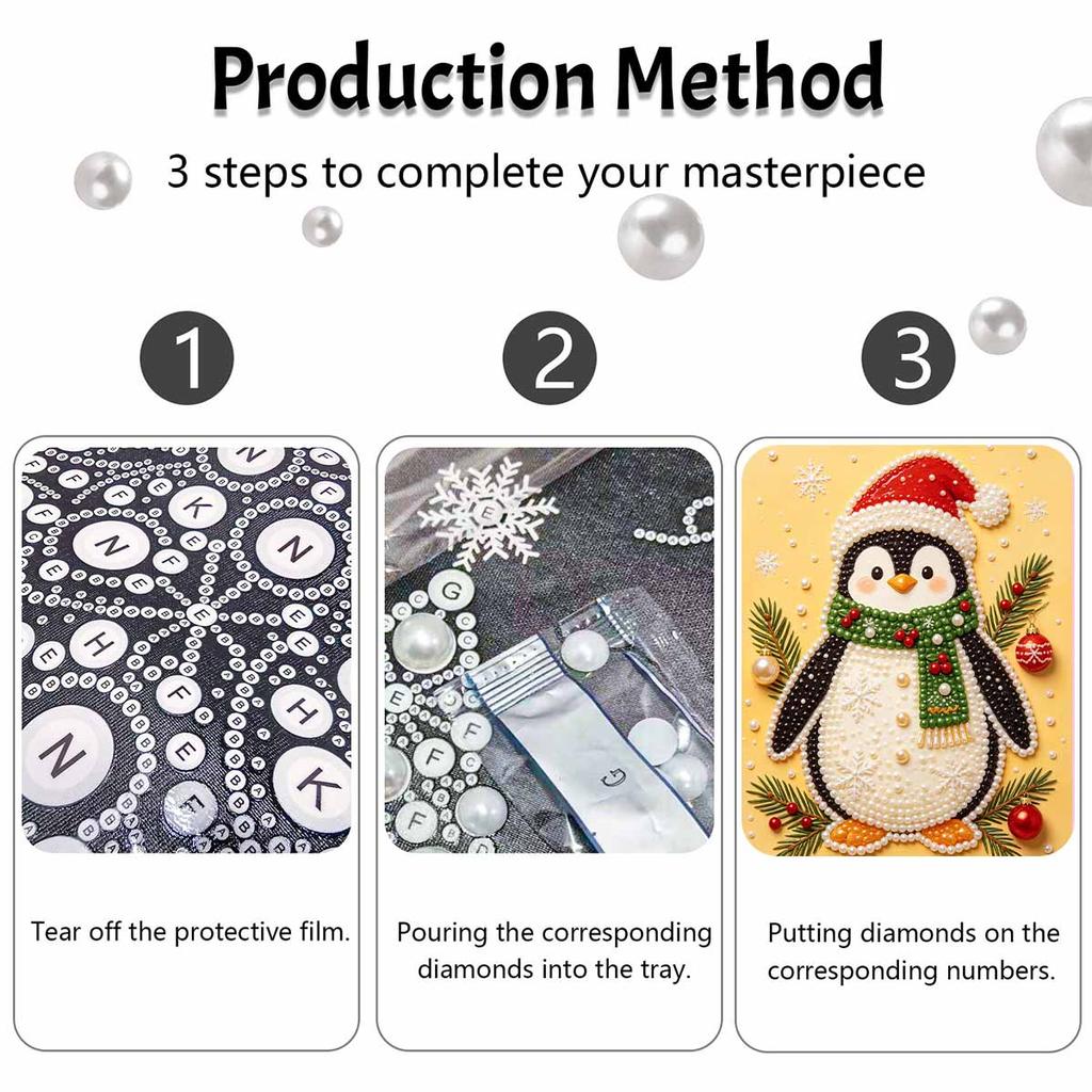 Christmas Pearl Painting Kit Handmade DIY Penguin With Scarf And Hat Home Decoration Painting