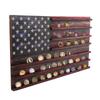 7 Row Wooden Coin Display Stand,Rectangle Challenge US Flag Collectible Office Commemorative