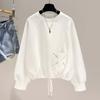 Embroidered Design Pullover Sweatshirt Women Solid Round Neck Long Sleeve Casual Loose Spring