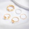 Bohemian Rings Butterfly Rose Flower Geometry Chain Gold Color Metal Ring Set Personality Lady Wedding Jewelry
