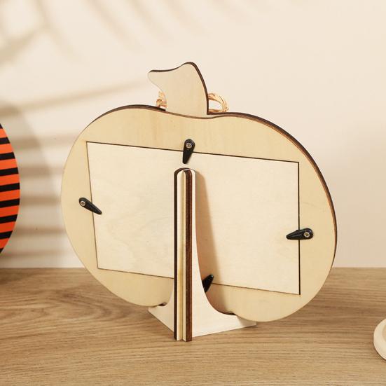 Хэллоуин деревянные фоторамки тыква клетчатый держатель для фотографий настольное украшение для дома ферма гостиная внутренний декор для вечеринки