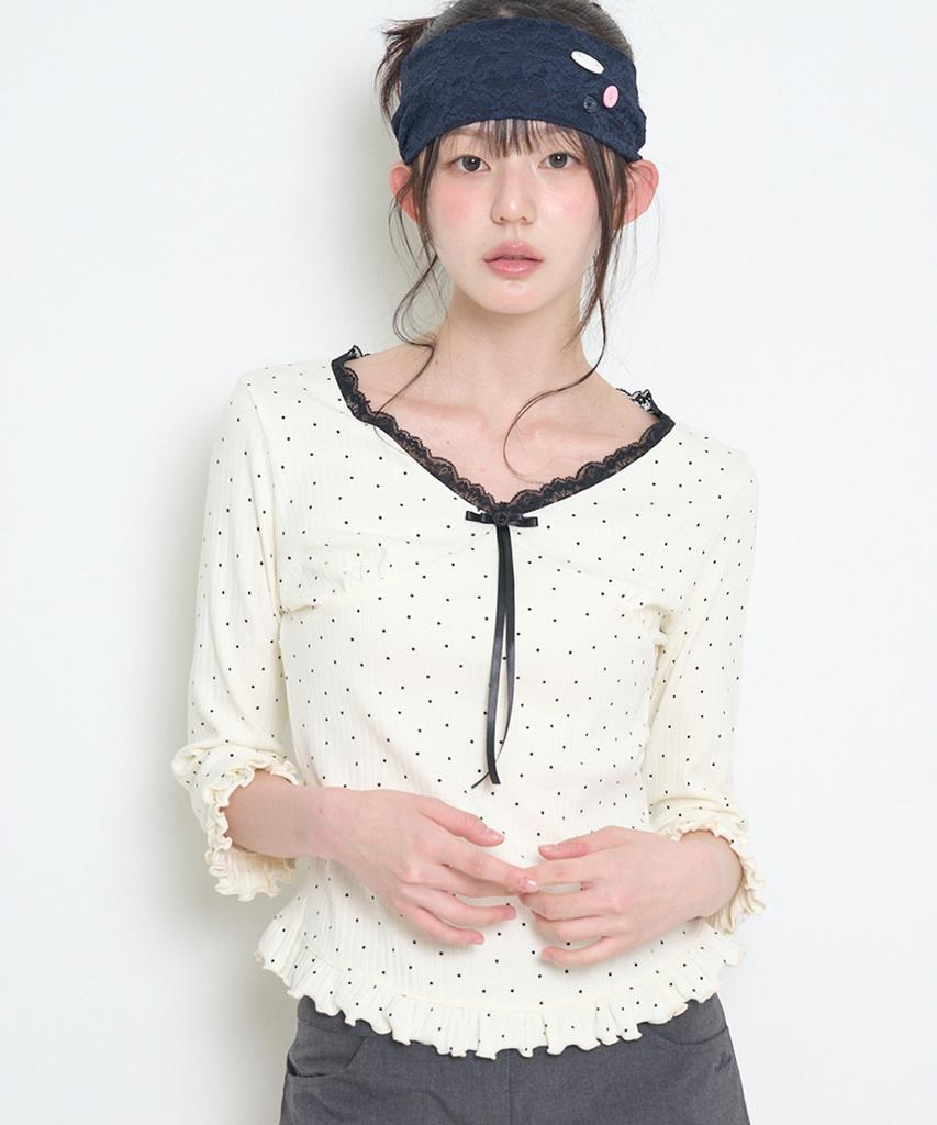ILLIGO Dot Lace T-Shirt Ivory