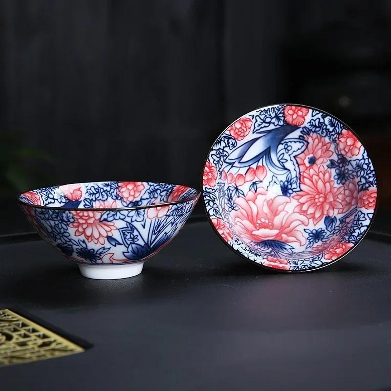 1 шт. китайская бутиковая керамическая чашка для чая, сине-белая фарфоровая чаша для чая, расписанная вручную, чашка для чая для путешествий и медитации, чайный набор 70 мл