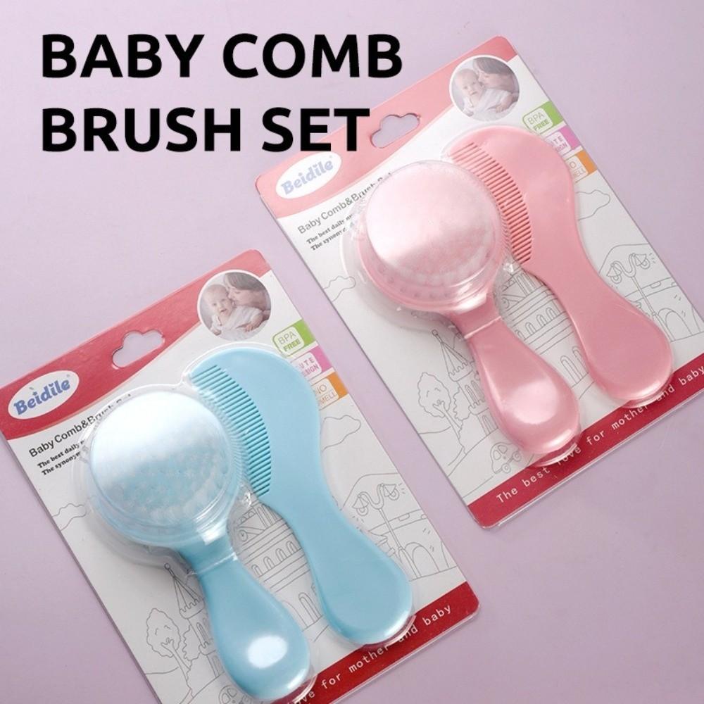 2 PCs Plastic Baby Grooming Kit Daily Head Care Set Newborn Hair Brush Soft Bristle Scalp Brush