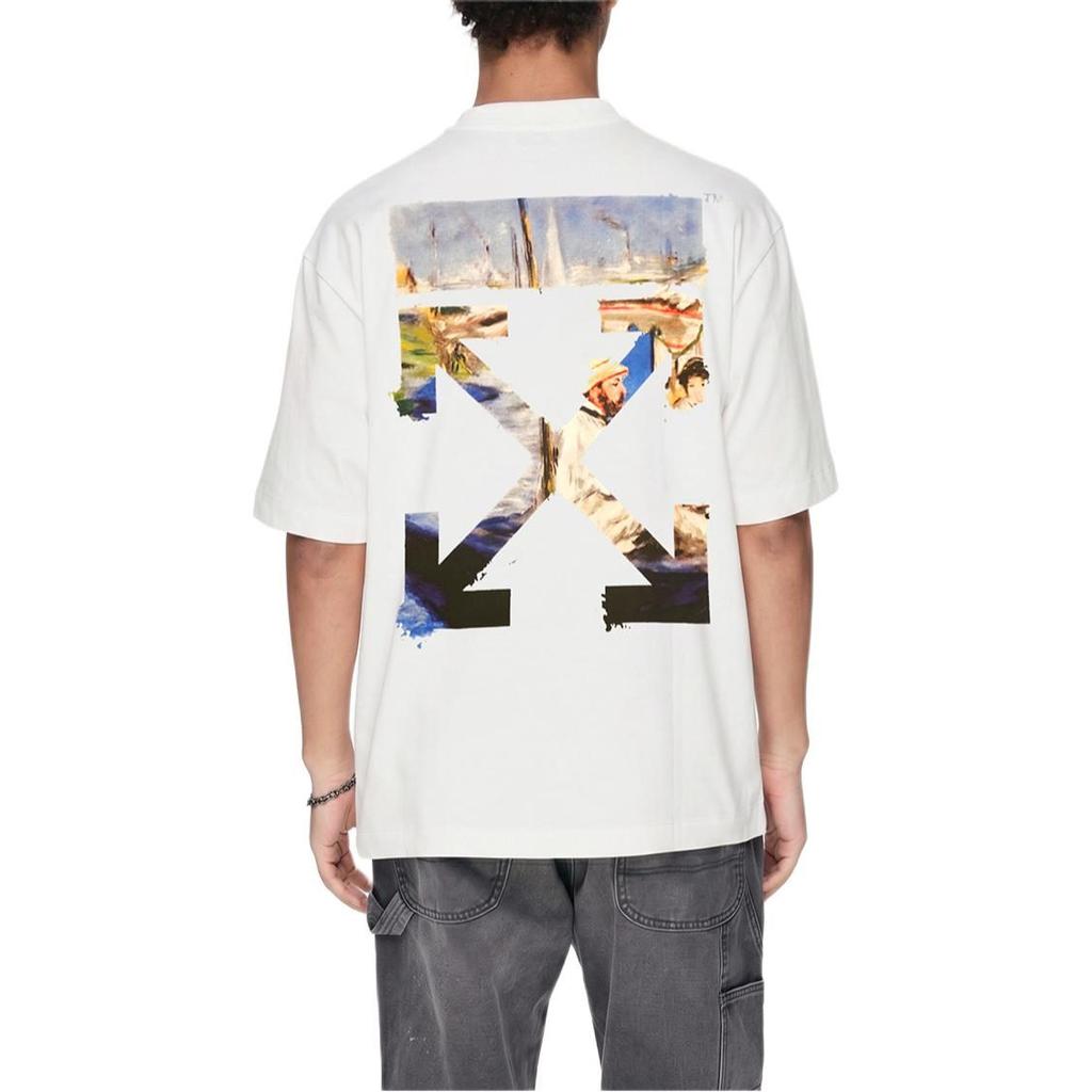 Белая футболка OFF WHITE Свободный крой Мужская Белая OMAA038R191850120288