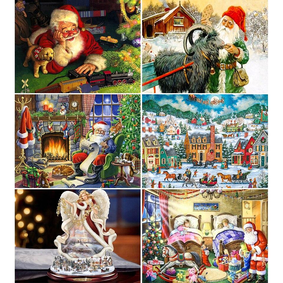 5D Diy Diamond Painting Cartoon Christmas Santa Gift Cross Stitch Kits Full Drill Embroidery Mosaic Art Picture Of Rhinestones