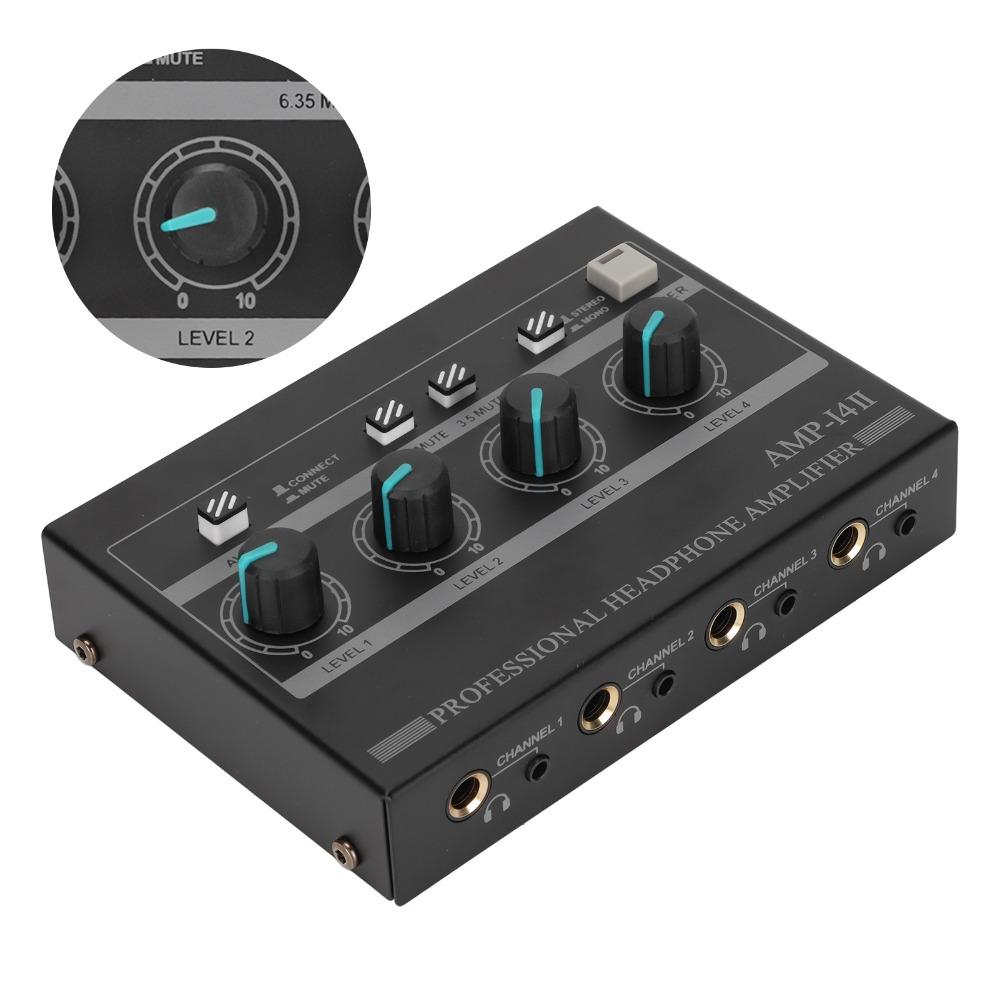 4 Channel 8 Outputs AMP‑14II Headphone Amplifier 4 Way Stereo Headphone Amplifier Studio Stage